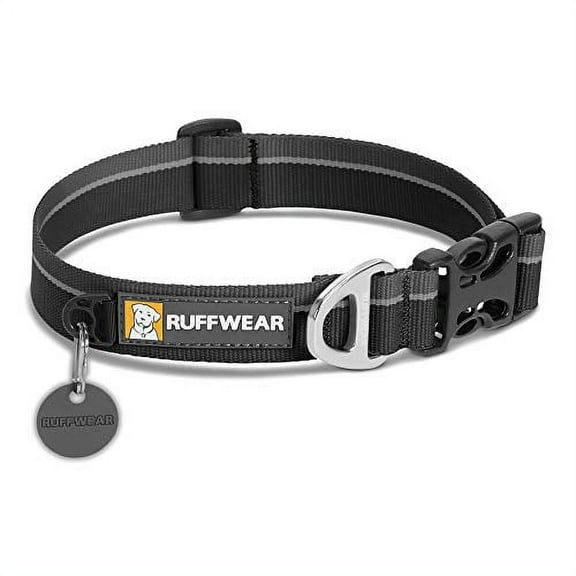 RUFFWEAR, Flat Out Dog Collar (Formerly Hoopie), Webbing Collar for Walking and Everyday Use, Obsidian Black, Small
