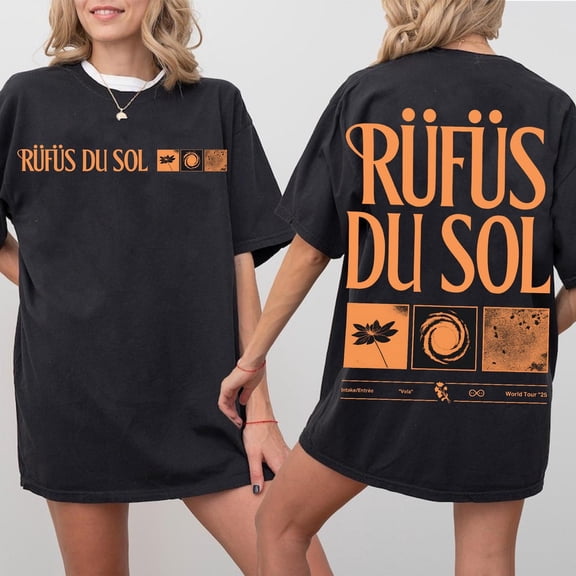 RUFUS DU SOL World Tour 2025 Shirt, Rufus Du Sol Graphic Tee, Electronic Music Fan Merch, Rufus Du Sol Tour Top, Rufus Du Sol Tour Tee,Black Color,Size M