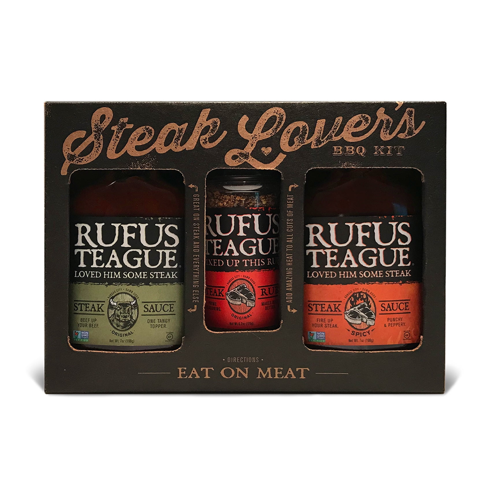 Rufus Teague Steak Lover's Kit - 2 Premium Steak Sauces & 1 Dry Rub For Grilling And BBQ