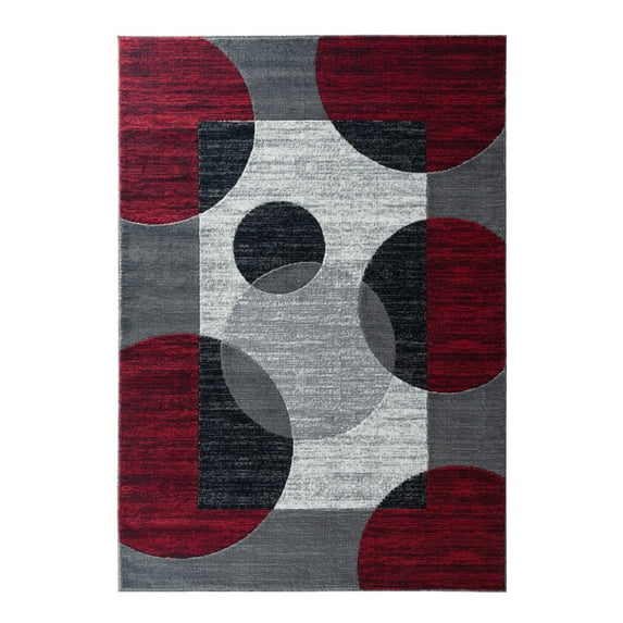 RUG AND DECOR Newport Collection Modern Abstract Design Area Rug Red Black White Grey Living Room Bed Room Carpet Alfombras para Sala