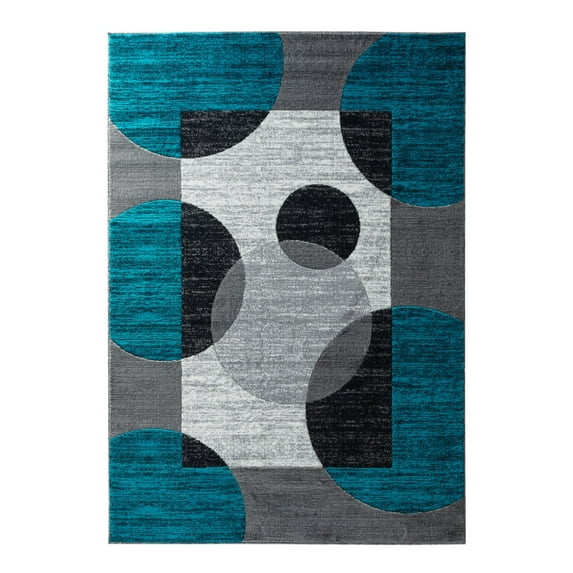 RUG AND DECOR Newport Collection Modern Abstract Design Area Rug Turqoise Black White Grey Living Room Bed Room Carpet Alfombras para Sala