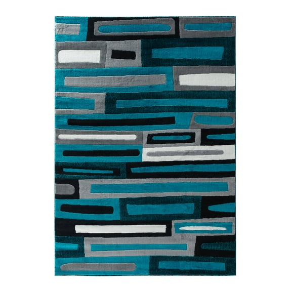 RUG AND DECOR Newport Collection Modern Abstract Design Area Rug Turquoise Black Grey Living Room Bed Room Carpet Alfombras para Sala