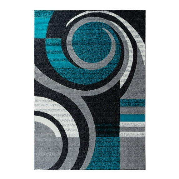 RUG AND DECOR Newport Collection Modern Abstract Design Area Rug Turquoise Black White Grey Living Room Bed Room Carpet Alfombras para Sala