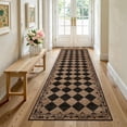 thumbnail image 1 of RUG ROBOT 2.5' x 8' Runner Rug for Hallway, Non Slip Washable Checkered Rug for Kitchen, Brown Neutral Bathroom Home Decor Plaid Diamond Low Pile Print Carpet for Entryway Bedroom Laundry, 1 of 5