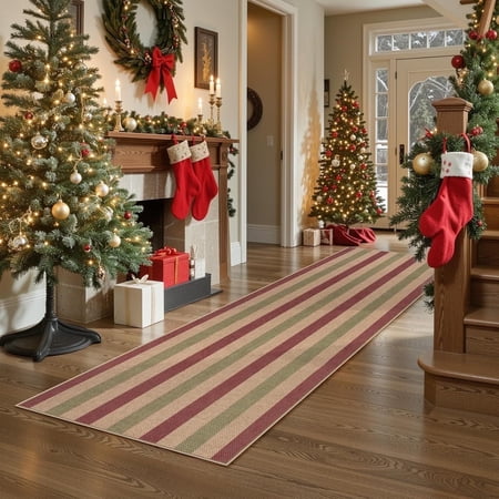 RUG ROBOT Modern Rainbow 2'5''x8' Hallway Runner Rug, Washable Easy Jute Indoor Outdoor Rug for Entryway Kitchen, Non Slip Farmhouse Carpet for Bedroom Porch Deck, Rainbow 3