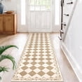 thumbnail image 1 of RUG ROBOT 2' x 6' Runner Rug for Hallway, Non Slip Washable Checkered Rug for Kitchen, Beige Neutral Bathroom Home Decor Plaid Diamond Low Pile Print Carpet for Entryway Bedroom Laundry, 1 of 6