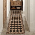 thumbnail image 1 of RUG ROBOT 2' x 6' Runner Rug for Hallway, Non Slip Washable Checkered Rug for Kitchen, Brown Neutral Bathroom Home Decor Plaid Diamond Low Pile Print Carpet for Entryway Bedroom Laundry, 1 of 7