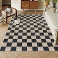 thumbnail image 1 of RUG ROBOT 5'x7' Area Rugs for Living Room, Washable Non-Slip Checkered Rugs for Bedroom, Dining Room, Soft Low-Pile Classic Farmhouse Geometric Indoor Large Accent Carpet, Black, 1 of 10