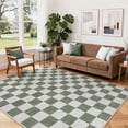thumbnail image 1 of RUG ROBOT 5'x7' Area Rugs for Living Room, Washable Non-Slip Checkered Rugs for Bedroom, Dining Room, Soft Low-Pile Classic Farmhouse Geometric Indoor Large Accent Carpet, Green, 1 of 10