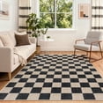thumbnail image 1 of RUG ROBOT 6'x9' Area Rugs for Living Room, Washable Non-Slip Checkered Rugs for Bedroom, Dining Room, Soft Low-Pile Classic Farmhouse Geometric Indoor Large Accent Carpet, Black, 1 of 9