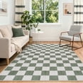 thumbnail image 1 of RUG ROBOT 6'x9' Area Rugs for Living Room, Washable Non-Slip Checkered Rugs for Bedroom, Dining Room, Soft Low-Pile Classic Farmhouse Geometric Indoor Large Accent Carpet, Green, 1 of 9