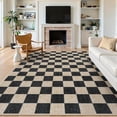 thumbnail image 1 of RUG ROBOT 8'x10' Area Rugs for Living Room, Washable Non-Slip Checkered Rugs for Bedroom, Dining Room, Soft Low-Pile Classic Farmhouse Geometric Indoor Large Accent Carpet, Black, 1 of 10