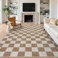 thumbnail image 1 of RUG ROBOT 8'x10' Area Rugs for Living Room, Washable Non-Slip Checkered Rugs for Bedroom, Dining Room, Soft Low-Pile Classic Farmhouse Geometric Indoor Large Accent Carpet, Brown, 1 of 9