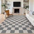 thumbnail image 1 of RUG ROBOT 8'x10' Area Rugs for Living Room, Washable Non-Slip Checkered Rugs for Bedroom, Dining Room, Soft Low-Pile Classic Farmhouse Geometric Indoor Large Accent Carpet, Gray, 1 of 10