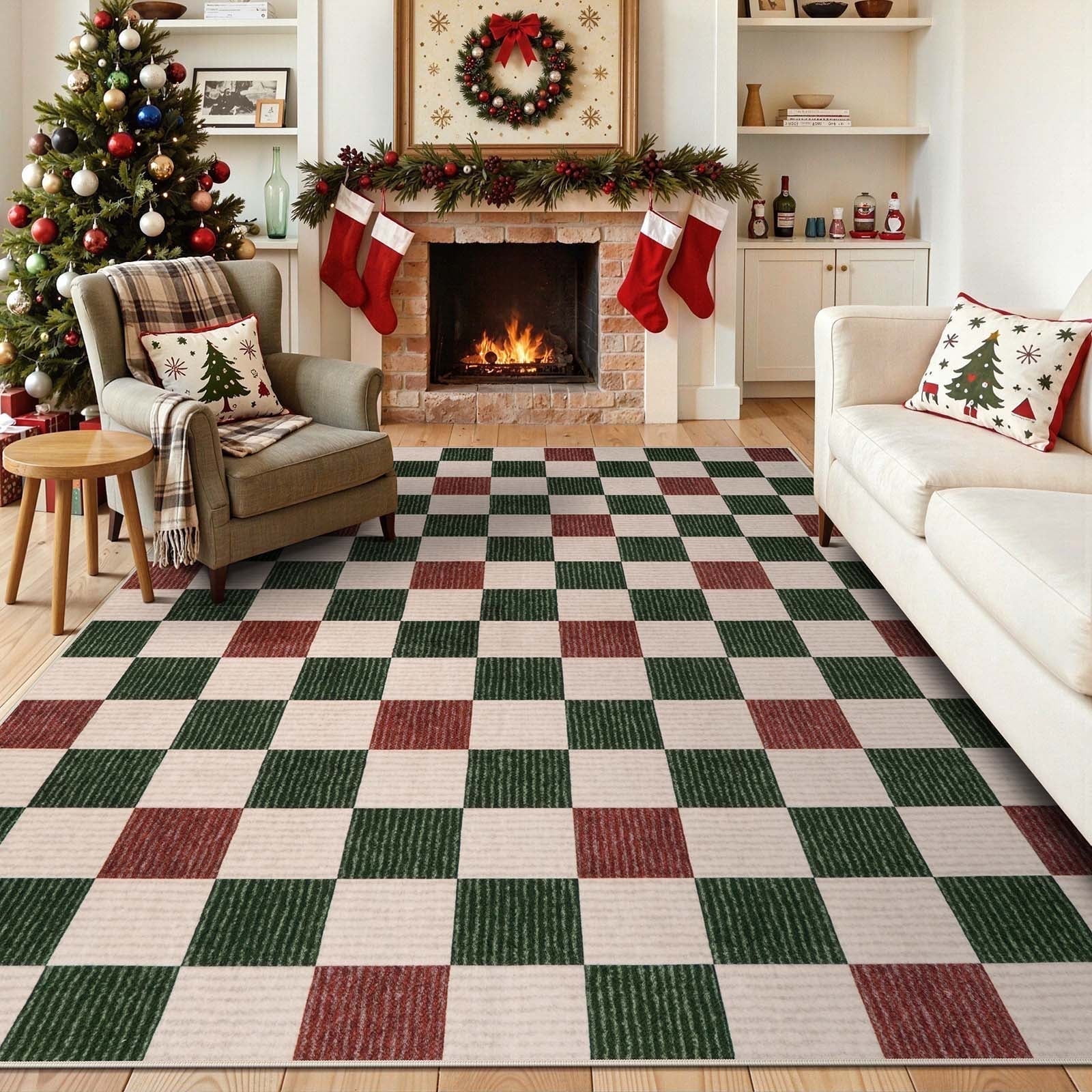 RUG ROBOT 8'x10' Large Christmas Rugs for Living Room, Washable Non ...