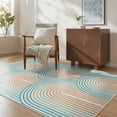 thumbnail image 1 of RUG ROBOT 4'x6' Abstract Washable Rugs, Non Slip Ultra-Thin Soft Area Rugs for Living Room, Bedroom, Dining Room, Boho Mid Century Modern Colored Indoor Rainbow Carpet, Orange/Green, 1 of 8