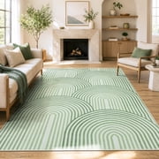 RUG ROBOT 5'x7' Abstract Area Rugs for Living Room, Non Slip Washable Rugs for Bedroom, Dining Room, Boho Mid Century Modern Colored Indoor Abstract Rainbow Car