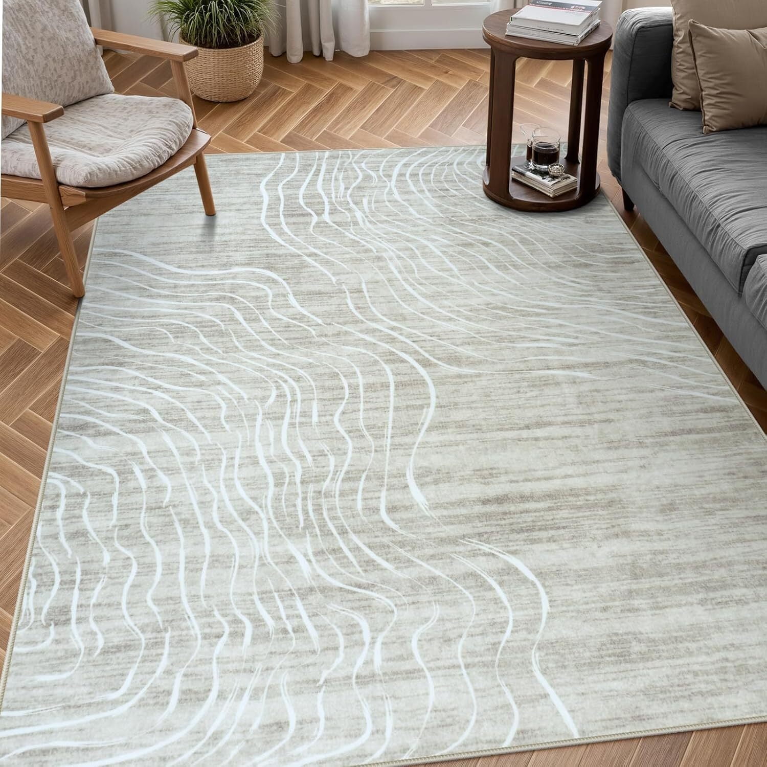 RUG ROBOT 5'x7' Abstract Area Rugs for Living Room, Non-Slip Washable ...