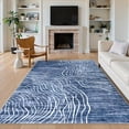 thumbnail image 1 of RUG ROBOT 5'x7' Abstract Area Rugs for Living Room, Non-Slip Washable Blue Bedroom Rug, Soft Modern Minimalist Wave Striped Throw Carpet for Dining Room Kitchen, Blue, 1 of 9