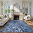 thumbnail image 1 of RUG ROBOT 6'x9' Abstract Area Rugs for Living Room, Non-Slip Washable Blue Bedroom Rug, Soft Modern Wave Striped Large Accent Carpet for Dining Room Office Kitchen, Blue, 1 of 9