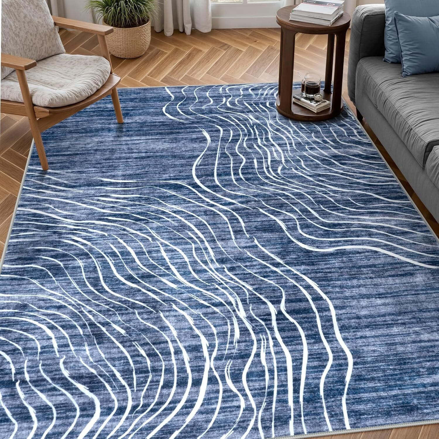 RUG ROBOT 6'x9' Abstract Area Rugs for Living Room, Non-Slip Washable ...