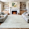 thumbnail image 1 of RUG ROBOT 8'x10' Large Area Rugs for Living Room, Non-Slip Washable Beige Bedroom Rug, Soft Modern Wave Striped Accent Carpet for Dining Room Kitchen, Beige, 1 of 9