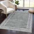 thumbnail image 1 of RUG ROBOT Modern Bordered Machine Washable Rug, Ultra-Thin 3x5 Rugs for Entryway Bedroom, Non-Slip Stain Resistant Small Carpet for Laundry Entrance (3'x5',Grey), 1 of 6
