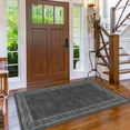 thumbnail image 1 of RUG ROBOT Modern Bordered Machine Washable Rug, Ultra-Thin Soft 3x5 Rugs for Bedroom Entryway Living Room, Non-Slip Stain Resistant Small Carpet for Laundry Entry（3'x 5',Black), 1 of 6