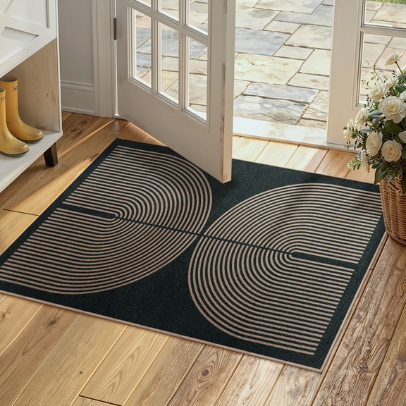 RUG ROBOT Modern Rainbow 2'x3' Rugs for Entryway, Washable Easy Jute Indoor Outdoor Rug, Non Slip Farmhouse Small Door Mat for Kitchen Bathroom Deck Patio