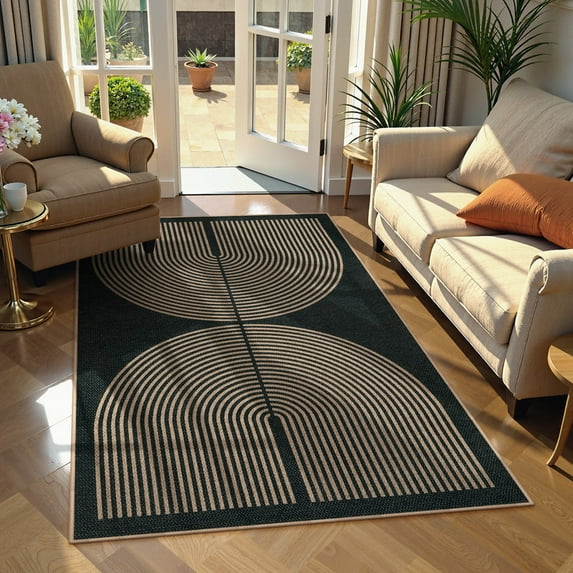 RUG ROBOT Modern Rainbow 3'x5' Area Rugs, Washable Easy Jute Indoor ...