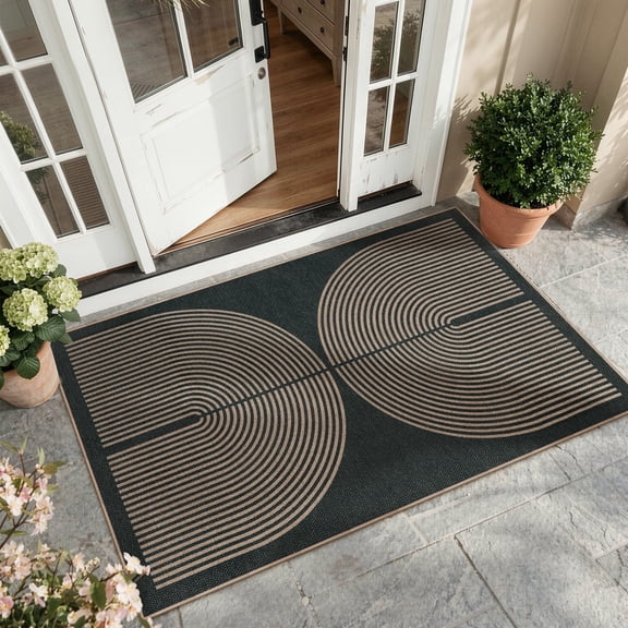 RUG ROBOT Modern Rainbow 3'x5' Area Rugs, Washable Easy Jute Indoor Outdoor Rugs for Entryway, Non Slip Farmhouse Throw Carpet for Living Room Bedroom Deck Porch Kitchen