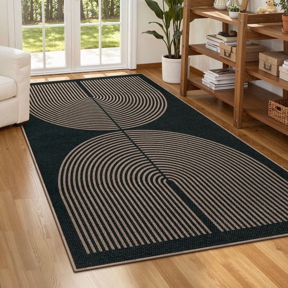 RUG ROBOT Modern Rainbow 4'x6' Area Rugs for Living Room, Washable Easy Jute Indoor Outdoor Rugs for Bedroom, Non Slip Farmhouse Carpet for Office Entryway Backyard