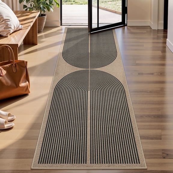 RUG ROBOT Modern Rainbow 2'6''x8' Hallway Runner Rug, Washable Easy Jute Indoor Outdoor Rug for Entryway Kitchen, Non Slip Farmhouse Carpet for Bedroom Porch Deck, Rainbow 3