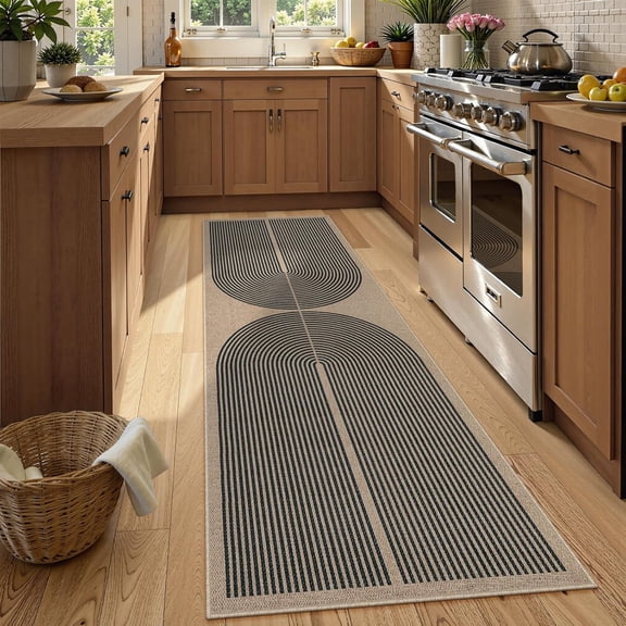 RUG ROBOT Modern Rainbow 2'6''x8' Hallway Runner Rug, Washable Easy Jute Indoor Outdoor Rug for Entryway Kitchen, Non Slip Farmhouse Carpet for Bedroom Porch Deck, Rainbow 3