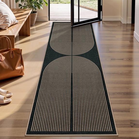 RUG ROBOT Modern Rainbow 2'6''x8' Hallway Runner Rug, Washable Easy Jute Indoor Outdoor Rug for Entryway Kitchen, Non Slip Farmhouse Carpet for Bedroom Porch Deck, Rainbow 2