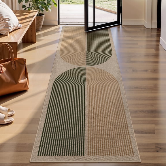 RUG ROBOT Modern Rainbow 2'6''x8' Hallway Runner Rug, Washable Easy Jute Indoor Outdoor Rug for Entryway Kitchen, Non Slip Farmhouse Carpet for Bedroom Porch Deck, Rainbow 1
