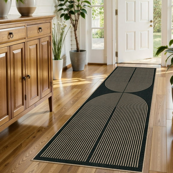 RUG ROBOT Modern Rainbow 2'x6' Runner Rugs for Entryway Hallway, Washable Easy Jute Indoor Outdoor Rug, Non Slip Farmhouse Carpet for Patio Laundry Room Kitchen Bedroom, Rainbow 2