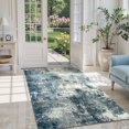thumbnail image 1 of RUG ROBOT 3'x5' Area Rugs for Entryway, Non-Slip Washable Throw Rug, Indoor Soft Modern Abstract Distressed Doormat, Small Rug for Bedroom, Kitchen, Terrace, Balcony, Blue/Gray, 1 of 10