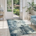 thumbnail image 1 of RUG ROBOT 3'x5' Area Rugs for Entryway, Non-Slip Washable Throw Rug, Indoor Soft Modern Abstract Distressed Doormat, Small Rug for Bedroom, Kitchen, Terrace, Balcony, Blue/Gray, 1 of 10