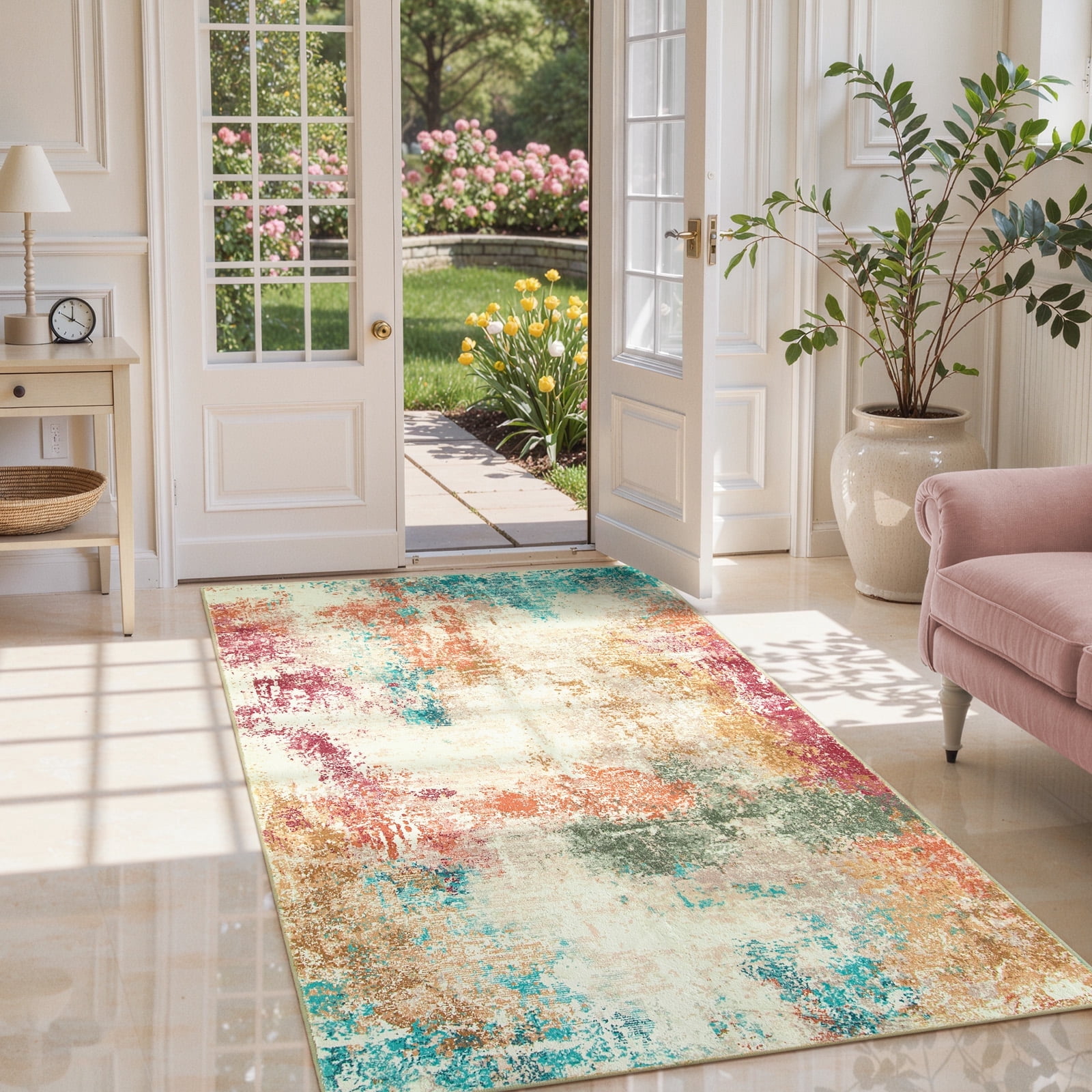 RUG ROBOT Abstract 3'x5' Area Rugs for Entryway, Washable Living Room ...
