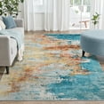 thumbnail image 1 of RUG ROBOT Abstract Living Room Rug 5'x7', Soft Washable Area Rugs for Bedroom Non Slip, multi color area rug，Ultra-Thin Low Pile Modern Indoor Carpet for Dining Room Kitchen Office, Yellow/Blue, 1 of 11