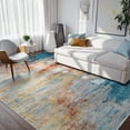 thumbnail image 1 of RUG ROBOT 6'x9' Area Rugs for Living Room, Washable Bedroom Rugs Non-Slip, Abstract Soft Modern Kitchen Rug Large Indoor Accent Carpet for Dining Room Home Office, Yellow/Blue, 1 of 10