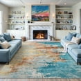 thumbnail image 1 of RUG ROBOT Abstract Washable Area Rugs for Living Room 8'x10', Soft Large Bedroom Rug Non Slip, Ultra Thin Low Pile Modern Carpet for Dining Room Office Kitchen, Yellow/Blue, 1 of 10