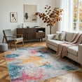 thumbnail image 1 of RUG ROBOT Abstract Living Room Rug 5'x7', Soft Washable Area Rugs for Bedroom Non Slip, Ultra-Thin Low Pile Modern Indoor Carpet for Dining Room, Ivory/Blue, 1 of 10