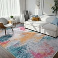 thumbnail image 1 of RUG ROBOT Abstract 6'x9' Area Rugs for Living Room, Washable Bedroom Rug Non-Slip, multi color area rug，Soft Modern Large Accent Carpet Throw Rug for Kitchen Dining Room Home Office, Ivory/Blue, 1 of 10