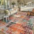 thumbnail image 1 of RUG ROBOT Abstract Living Room Rug 9'x12', Soft Washable Area Rugs for Bedroom Non Slip, Ultra Thin Low Pile Modern Large Carpet for Dining Room Office Kitchen, Multi Color, 1 of 11