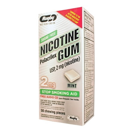RUGBY NICOTINE GUM 2MG MINT NICOTINE POLACRILEX-2 MG off white 50 CT UPC 305361362065