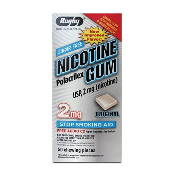 RUGBY NICOTINE GUM 2MG NF NICOTINE POLACRILEX-2 MG off white/Tan 50 CT UPC 305363029065