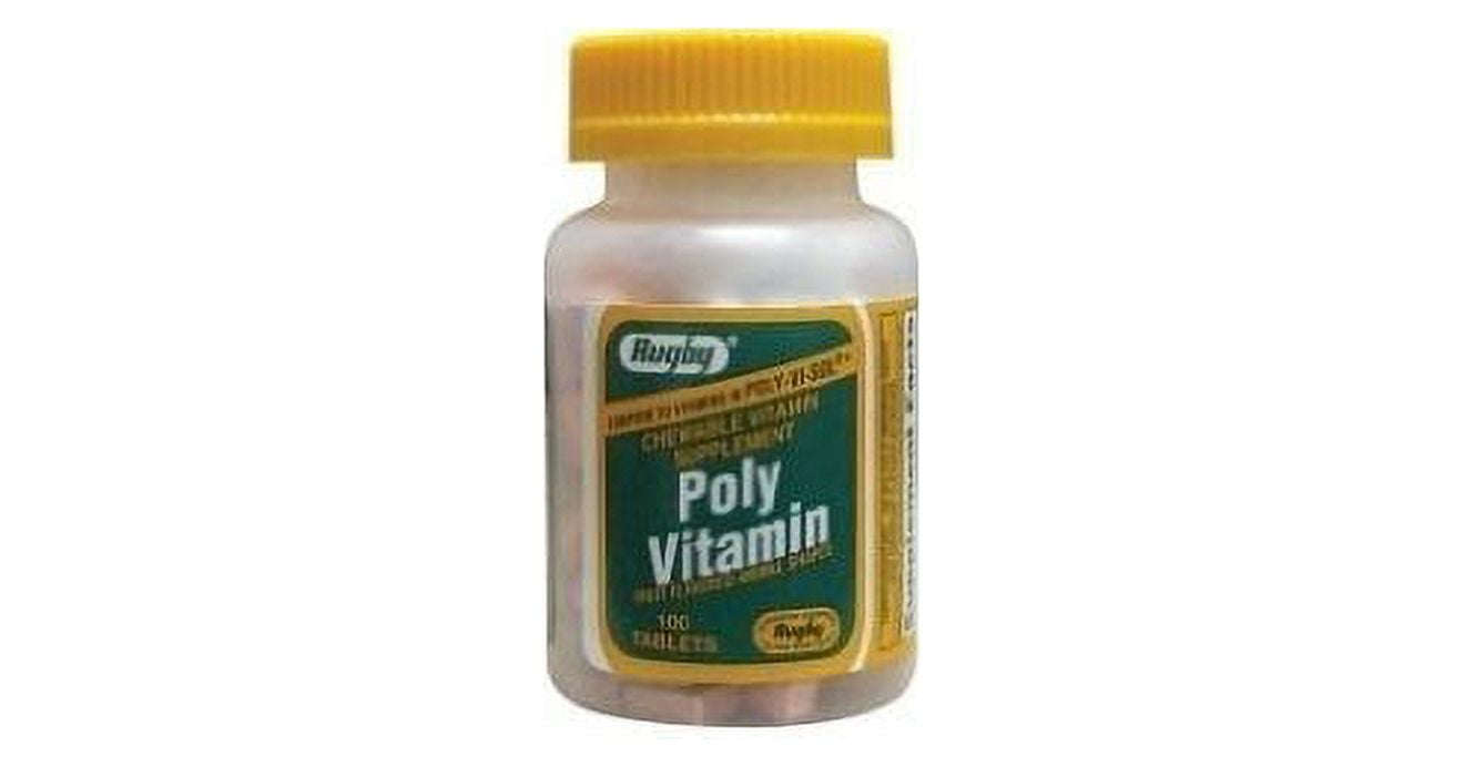 RUGBY POLY VITAMIN FRUIT FLAVORED CHEWABLE ANIMAL SHAPES VITAMIN SUPPLEMENT 100CT