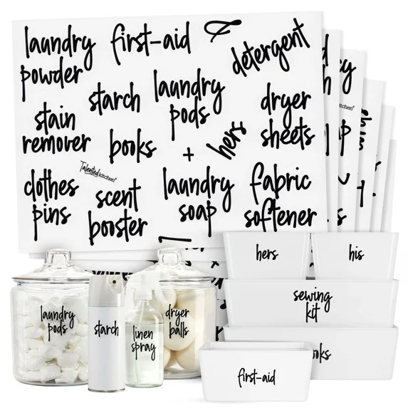RUGED - 141 Laundry Stickers, Bathroom Labels For Home Organization (Water Resistant)